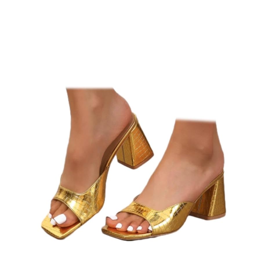 極美品　YELLO PATCH CHUNKY HEEL SANDALS J P ORIGINAL Shocking-07 Open Toe Chunky Heels JPM SHOCKING